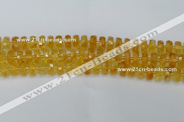 CRB844 15.5 inches 8*14mm faceted rondelle citrine beads