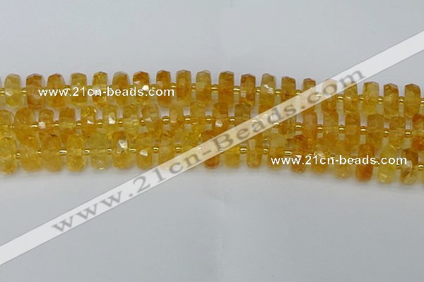 CRB845 15.5 inches 8*16mm faceted rondelle citrine beads