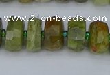 CRB850 15.5 inches 6*10mm faceted rondelle green garnet beads