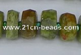 CRB851 15.5 inches 7*12mm faceted rondelle green garnet beads