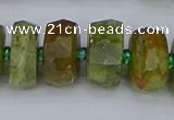 CRB852 15.5 inches 8*14mm faceted rondelle green garnet beads