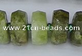 CRB854 15.5 inches 8*18mm faceted rondelle green garnet beads