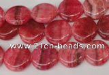 CRC23 15.5 inches 14mm flat round dyed rhodochrosite gemstone beads