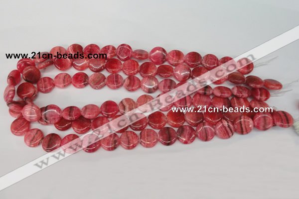 CRC23 15.5 inches 14mm flat round dyed rhodochrosite gemstone beads