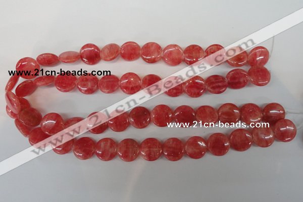 CRC24 15.5 inches 16mm flat round dyed rhodochrosite gemstone beads