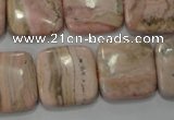 CRC303 15.5 inches 18*18mm square Peru rhodochrosite beads