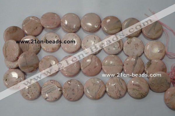 CRC308 15.5 inches 25mm flat round Peru rhodochrosite beads