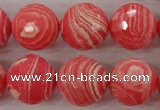 CRC406 15.5 inches 16mm faceted round synthetic rhodochrosite beads