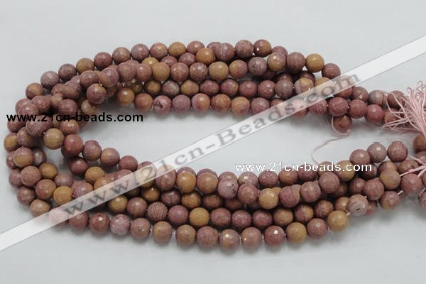 CRC59 15.5 inches 10mm faceted round rhodochrosite gemstone beads