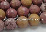 CRC61 15.5 inches 14mm faceted round rhodochrosite gemstone beads