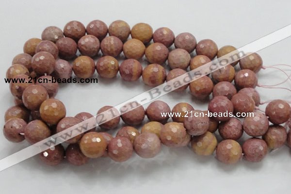 CRC62 15.5 inches 16mm faceted round rhodochrosite gemstone beads