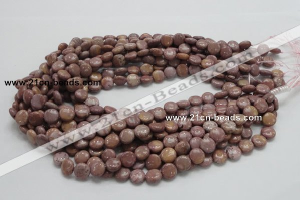 CRC71 15.5 inches 10mm flat round rhodochrosite gemstone beads