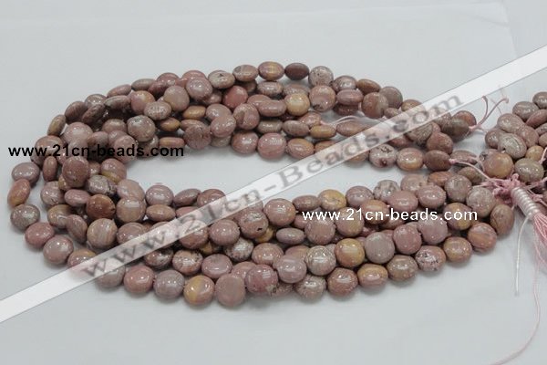 CRC72 15.5 inches 12mm flat round rhodochrosite gemstone beads