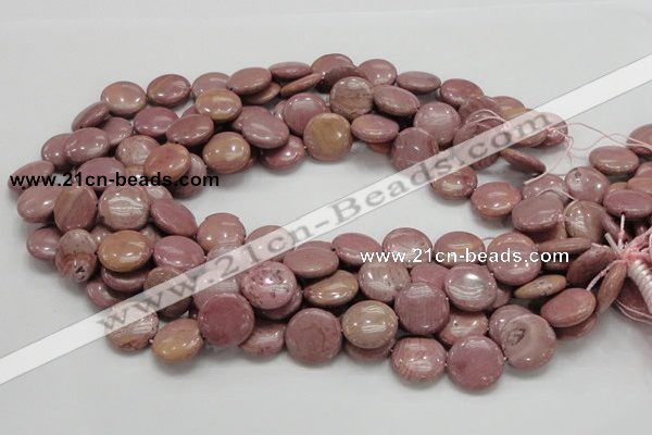 CRC73 15.5 inches 16mm flat round rhodochrosite gemstone beads