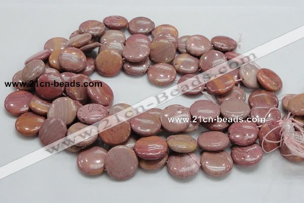 CRC74 15.5 inches 20mm flat round rhodochrosite gemstone beads