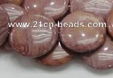 CRC75 15.5 inches 25mm flat round rhodochrosite gemstone beads