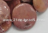 CRC76 15.5 inches 30mm flat round rhodochrosite gemstone beads