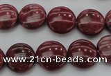 CRC815 15.5 inches 14mm flat round Brazilian rhodochrosite beads