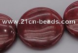 CRC820 15.5 inches 30mm flat round Brazilian rhodochrosite beads