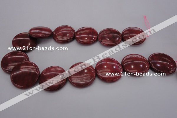 CRC820 15.5 inches 30mm flat round Brazilian rhodochrosite beads