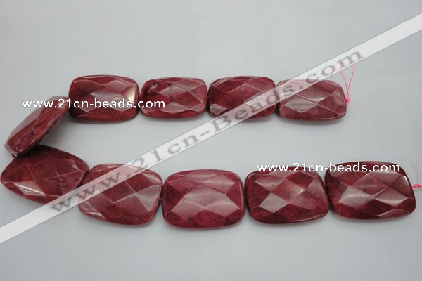 CRC853 15.5 inches 30*40mm faceted rectangle Brazilian rhodochrosite beads