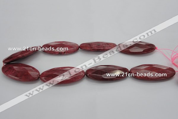 CRC862 15.5 inches 25*50mm faceted oval Brazilian rhodochrosite beads