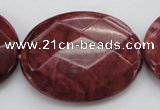 CRC863 15.5 inches 30*40mm faceted oval Brazilian rhodochrosite beads