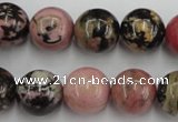 CRD05 15.5 inches 14mm round natural rhodonite gemstone beads