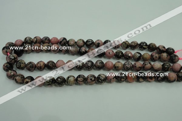 CRD14 15.5 inches 10mm faceted round rhodonite gemstone beads