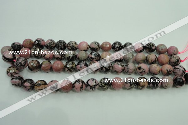 CRD15 15.5 inches 12mm faceted round rhodonite gemstone beads