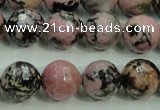 CRD16 15.5 inches 14mm faceted round rhodonite gemstone beads