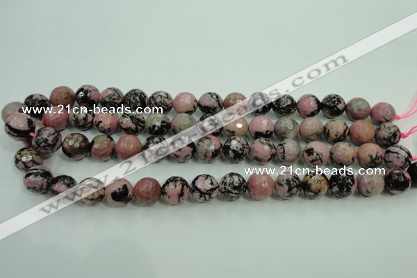 CRD16 15.5 inches 14mm faceted round rhodonite gemstone beads