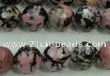 CRD17 15.5 inches 16mm faceted round rhodonite gemstone beads