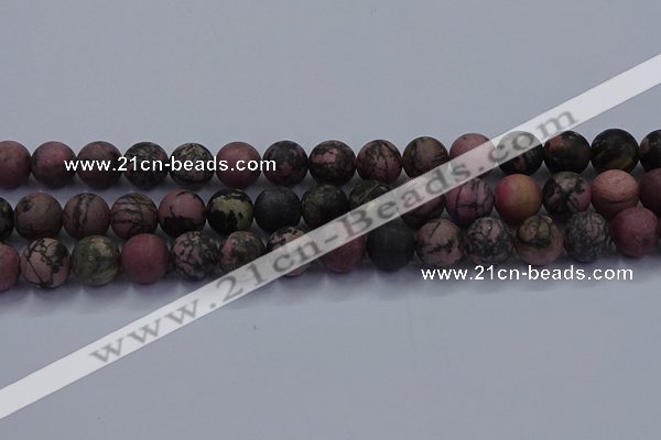 CRD27 15.5 inches 12mm round matte rhodonite beads wholesale