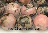 CRD362 15 inches 10mm faceted round rhodonite beads wholesale