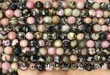 CRD373 15 inches 6mm faceted round rhodonite beads wholesale