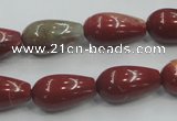 CRE04 16 inches 10*20mm teardrop natural red jasper beads wholesale