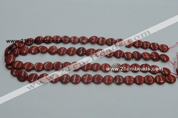 CRE06 16 inches 12mm flat round natural red jasper beads wholesale