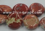 CRE08 16 inches 20mm flat round natural red jasper beads wholesale