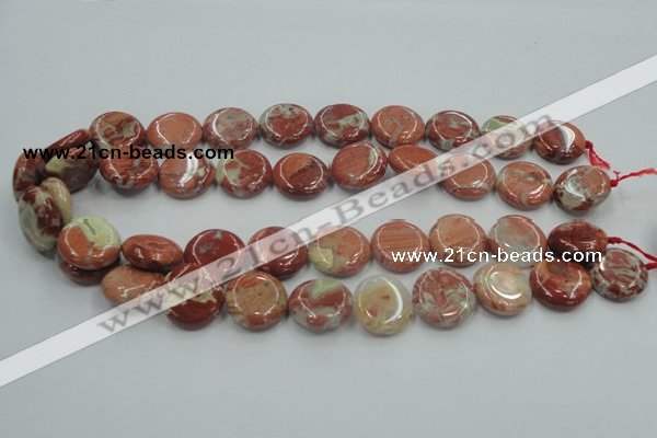 CRE08 16 inches 20mm flat round natural red jasper beads wholesale