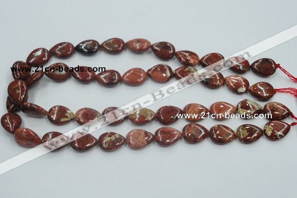 CRE15 16 inches 13*18mm flat teardrop natural red jasper beads wholesale