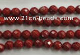 CRE152 15.5 inches 6mm faceted round red jasper beads wholesale