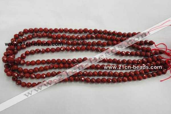 CRE152 15.5 inches 6mm faceted round red jasper beads wholesale