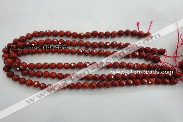 CRE153 15.5 inches 8mm faceted round red jasper beads wholesale