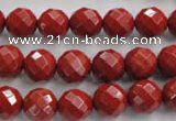 CRE154 15.5 inches 10mm faceted round red jasper beads wholesale