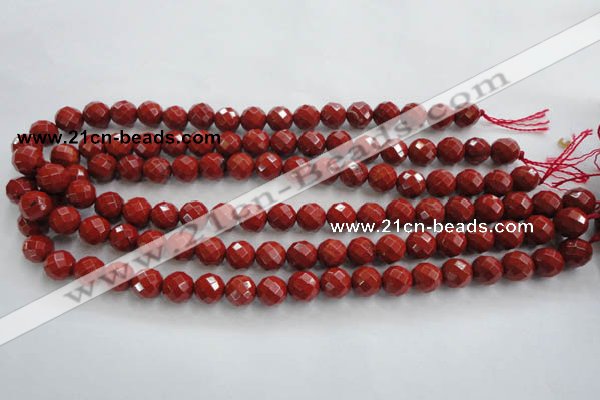 CRE154 15.5 inches 10mm faceted round red jasper beads wholesale