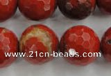 CRE159 15.5 inches 20mm faceted round red jasper beads wholesale