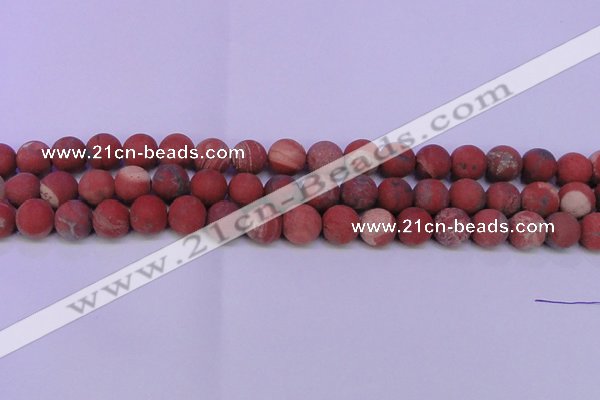 CRE163 15.5 inches 10mm round matte red jasper beads