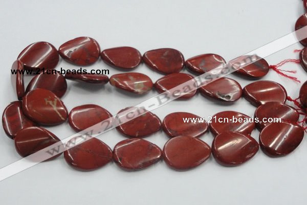 CRE18 16 inches 22*30mm twisted teardrop natural red jasper beads wholesale