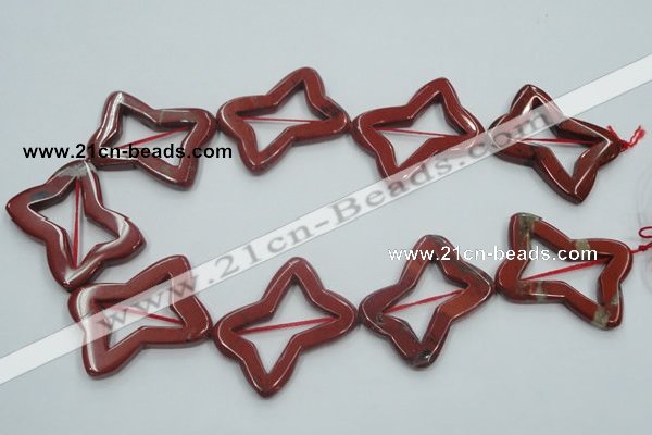 CRE23 16 inches 30*40mm bowknot natural red jasper beads wholesale